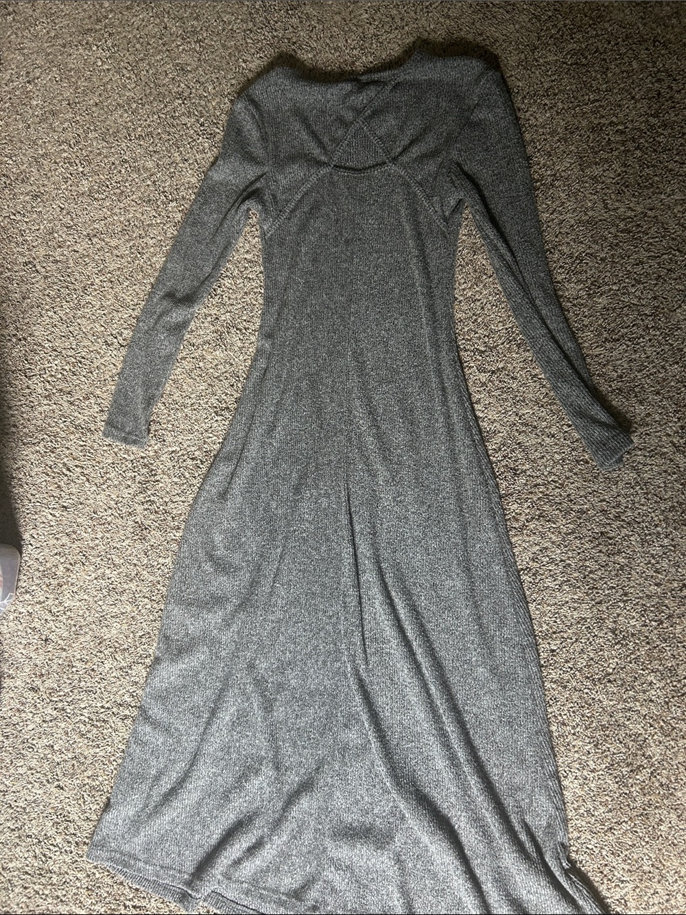 SHEIN Shimmery Long Sleeve Maxi Dress - Gray